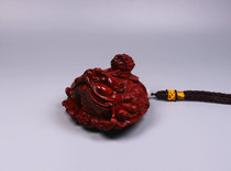 Mother and son Golden Toad play small leaf red sandalwood carving mahogany Wen handicraft animal carving