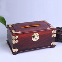 Red acid branch copper trimmed tissue box ornaments mahogany napkin box open lid drawing carton solid wood home wood carving
