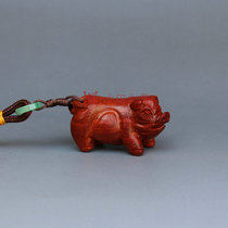 Mahogany pig pendant play small leaf red sandalwood piggy twelve zodiac pendant play wood carving mahogany necklace