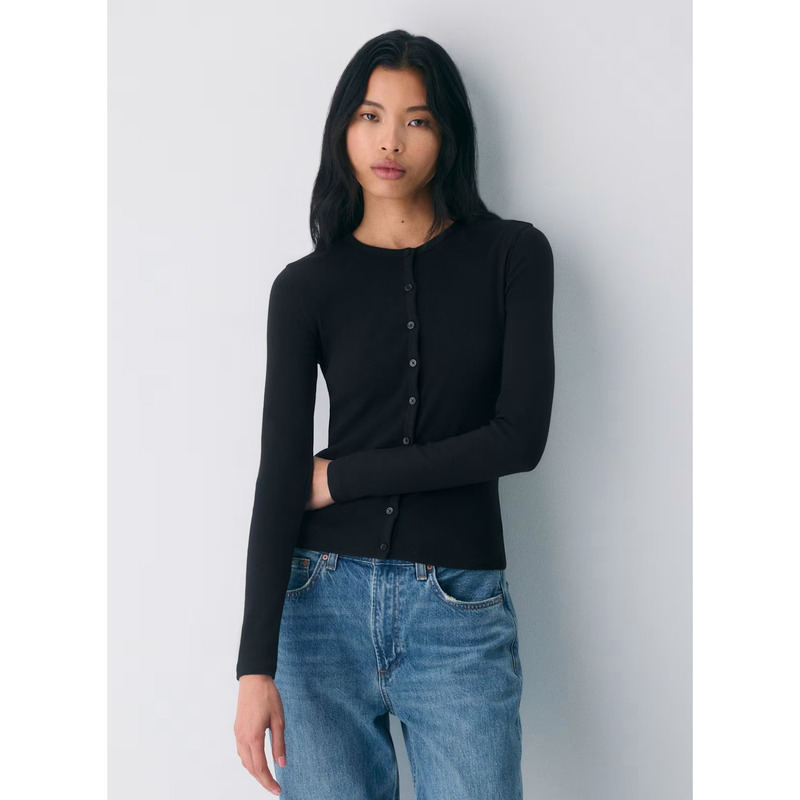 【Aritzia Homestretch】Versatile for Early Autumn! Round Neck Slim Fit Stretchy Long-Sleeve Cardigan T-Shirt for Women