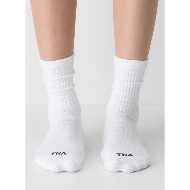 【Aritzia Tna】Outdoor Running Comfortable All-Cotton Badminton Socks Sports Towel Bottom Women's Mid-Calf Socks