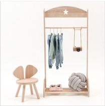 Clothing display rack decoration shelf solid wood childrens clothing landing INS Nordic style simple coat rack log shelf