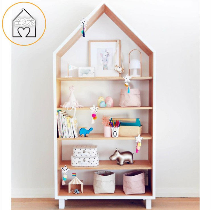 Clothing store hanger decoration shelf INS children's clothing house solid wood shoe cabinet storage floor rack multi-layer bookcase