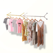 Clothing store adhesive hook on the wall front side hanging hanger display rack wall hanging clothes rack womens gold shelf