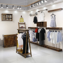 Womens clothing store hanger display stand wall-mounted simple modern childrens clothing shelf solid wood floor-standing combination