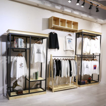 Clothing store display rack floor-standing mens and womens clothing store shelf display rack double-layer hanger combination rack