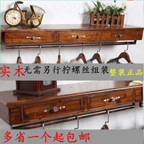 Clothing store hanger display rack old vintage upper wall with board wooden upper wall wall hanging side display rack clearance