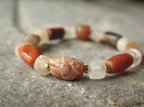 Old crystal beads ~ old agate ~ Mesopotamia inlaid Red chalcedony beads ~ ancient beads bracelet Duobao string