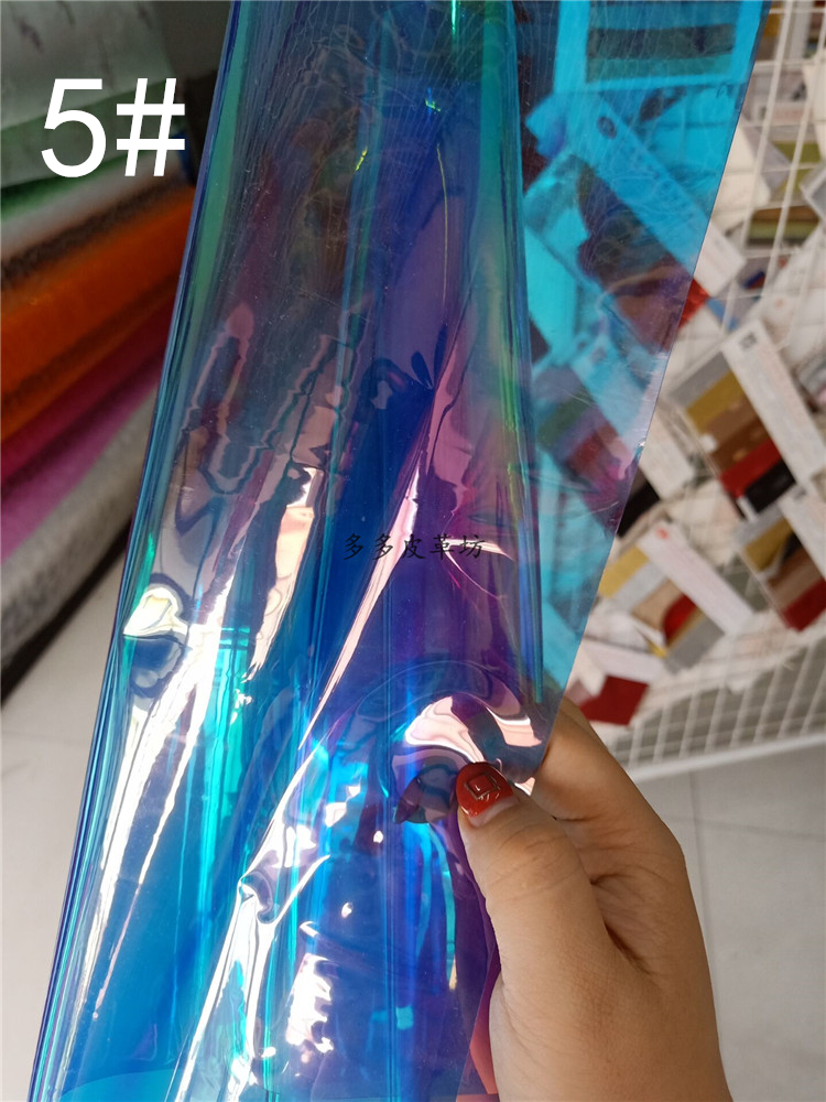 Thời trang mới đầy màu sắc trong suốt thạch laser thạch PVC ánh sáng khăn trải bàn 0.4mm túi thủ công vải DIY vải may quần tây nữ