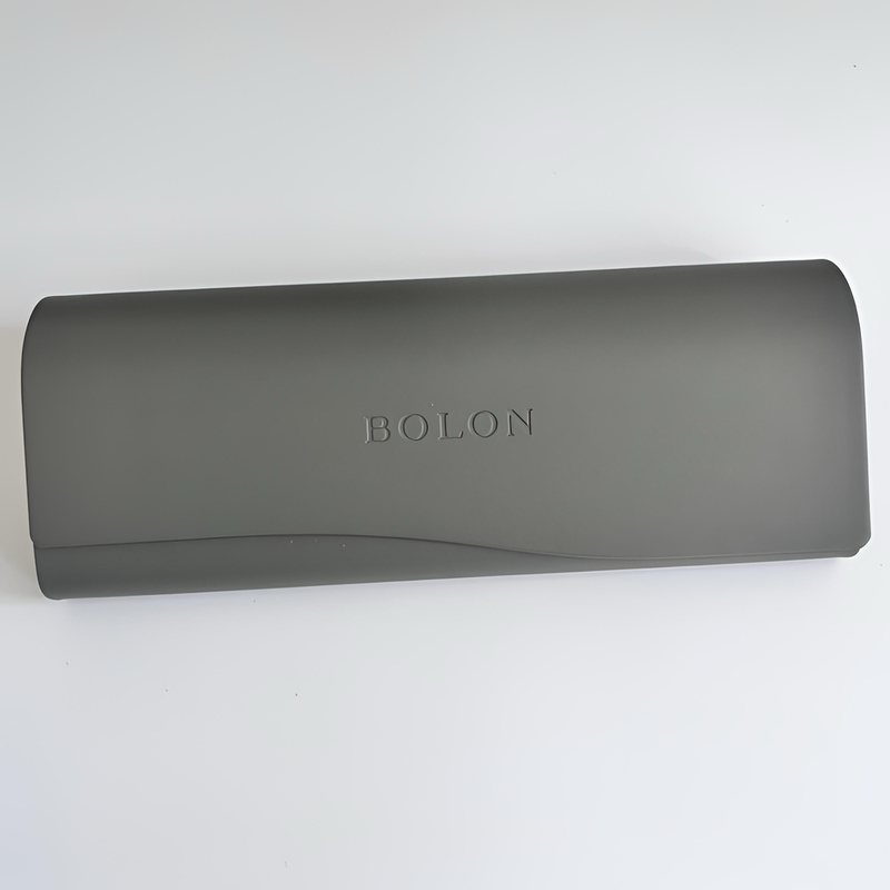 Bl Original Glasses Case Portable Leather Myopia Glasses Case Simple Retro with Mirror Cloth Unisex Dark Gray