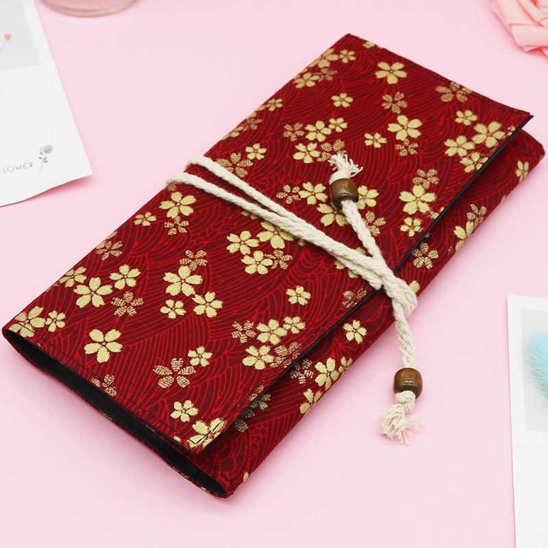 Makeup brush pack and wind brushed wrap cherry fish leaping carp Makeup Brush containing bag 13-hole portable airbrushing bag