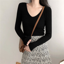 Knitted bottoming shirt autumn clothes womens 2020 new autumn and winter inner long-sleeved t-shirt clothes fashionable fashion Western style