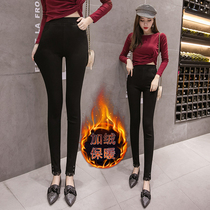 Leggings women wear warm pants outside in autumn and winter thin and wild pants plus velvet black tight casual pants