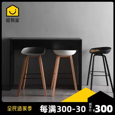 Bar chair modern simple home Bar Cafe fashion designer bar stool Nordic solid wood high stool