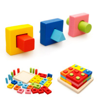 Baby Cognitive Color Digital Geometric Shape Graphic Pair Column Assembly Building Block Toy Baby Visual Perception