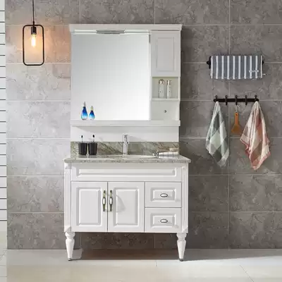 Simple American country oak solid wood bath cabinet combination floor-to-ceiling modern washstand hand wash basin bath cabinet