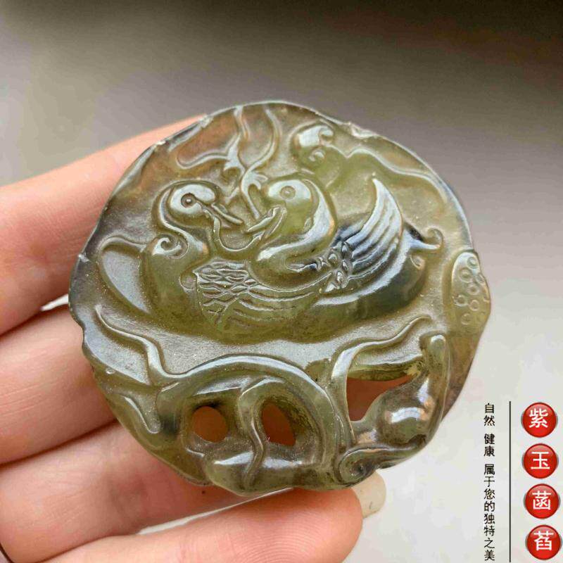 Украшения на руку 老玉古玩玉石鸳鸯戏水玉佩小手把件小摆件清仓包邮011