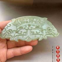Old jade antique light green large jade jade pendant waist pendant small handle piece small ornament clearance 008
