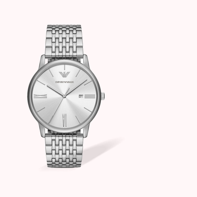 [with Clg Code] Armani Armani Watch for Men, Casual Business Silver Sunburst Quartz Watch Ar11599