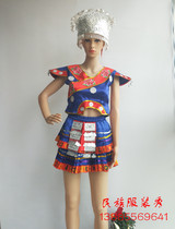 Ethnic style dress womens short skirt pleated skirt stage performance costumes Miao and Dong costumes embroidery costumes