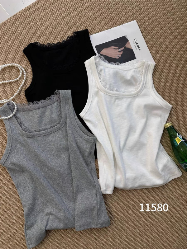 One2025 Summer Lace Vest Suspender Women's Fashion Slimming Look Square Collar Elegant Inner Wear 11580