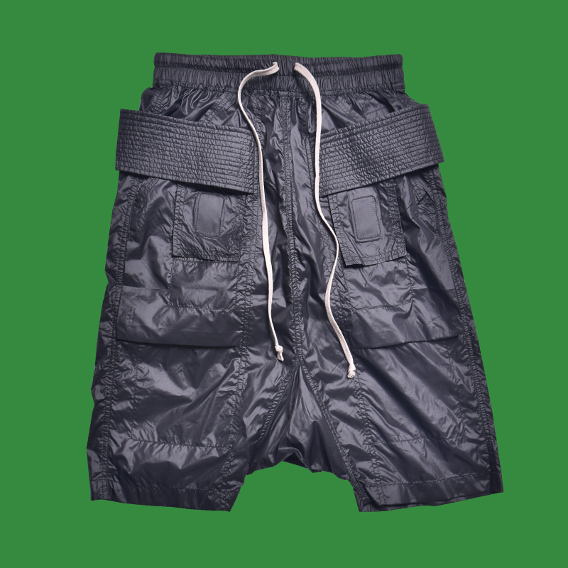 Ro Style High Street Ultra-Thin Nylon Double-Ring Five-Point Shorts Loose Harem Crotchless Shorts for Young Men Dark Style Cross-Dressing