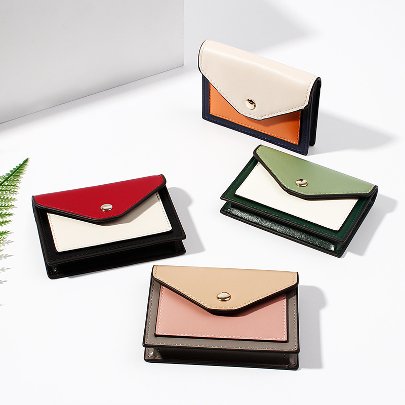 2022 new women's fashion Korean version bump color short mini-ins small card bag multifunction zero wallet card clamping sleeve