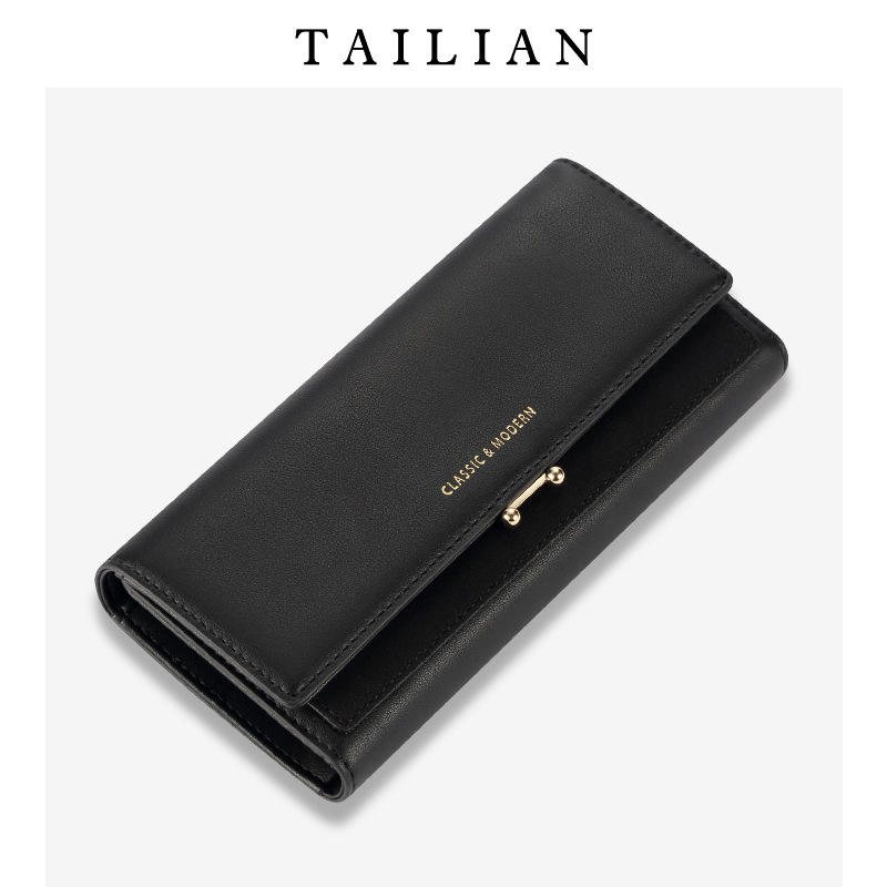Long version wallet card bag one European and American fashion women's large-capacity wallet PU three-folding clutch wallet new style