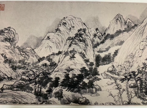 Антикварная живопись и каллиграфия Huang Gongwang Пейзажная картина длинная рулона Fuchun Mountain Residence шелковая ткань копия рука