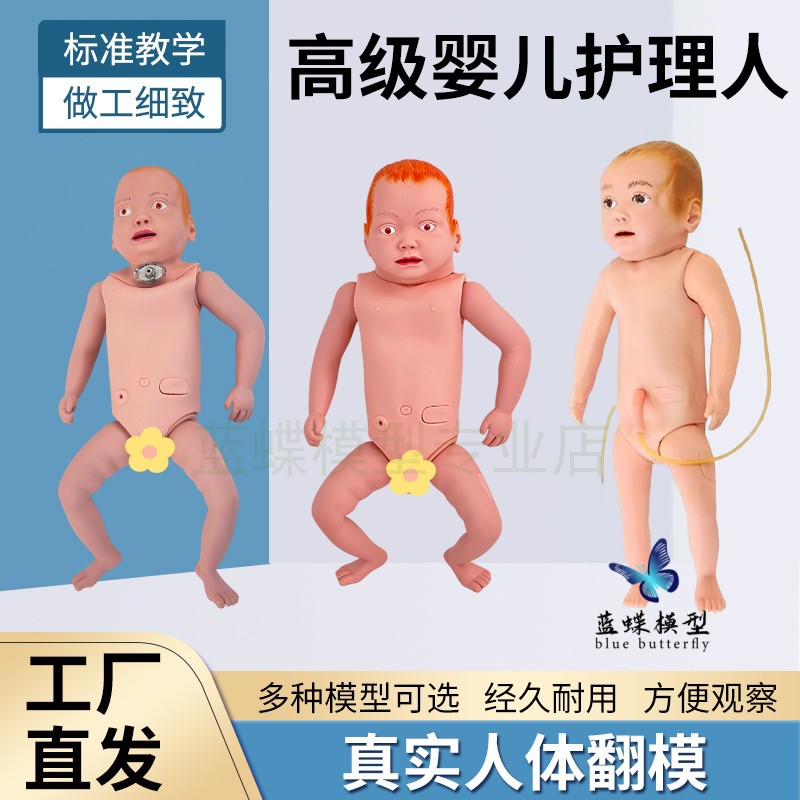 高阶婴儿护理模拟人 新生儿护理训练模型 蓝蝶牌教学模型适用14岁以上