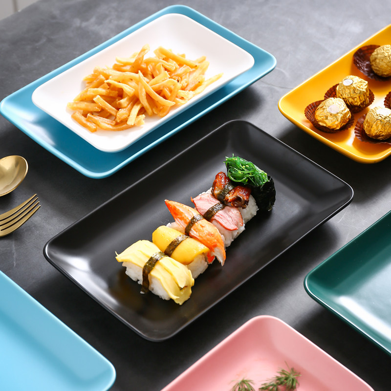 Japanese-style ceramic sushi creative household rectangular strip plate snack plate Western plate creative snack sushi long plate