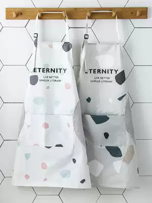 Nordic household PVC erasable hand waterproof apron female cute waist Japanese kitchen cooking oil-proof coat men