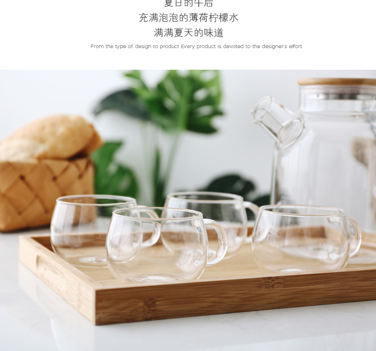 Bình thủy tinh kiểu lạnh Nhật Bản đặt ấm trà chịu nước ấm cốc nước lạnh - Tách bình nước giữ nhiệt cute