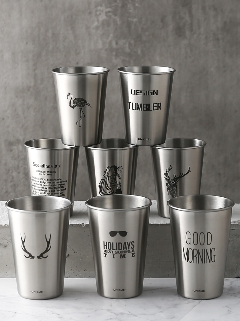 Industrial wind ins stainless steel cup Beer cup Juice cup Drop-proof cup Office household milk tea cold drink cup