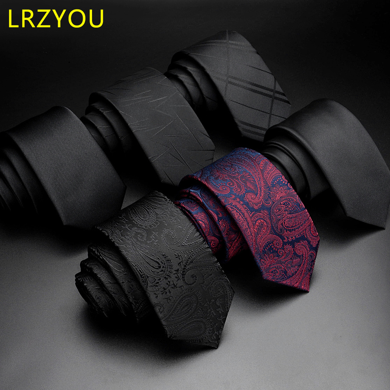 Trendy Male and Female Students Korean-Style Narrow Tie Wedding Groomsmen Host Emcee Black 6cm Hand-Tied/Zip Tie
