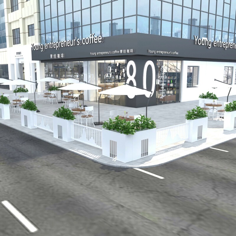 Outdoor Flower Box Fence, Outdoor Commercial Street Courtyard Guardrail, Simple Partition, Greenery, Wrought Iron Planting Flower Bed