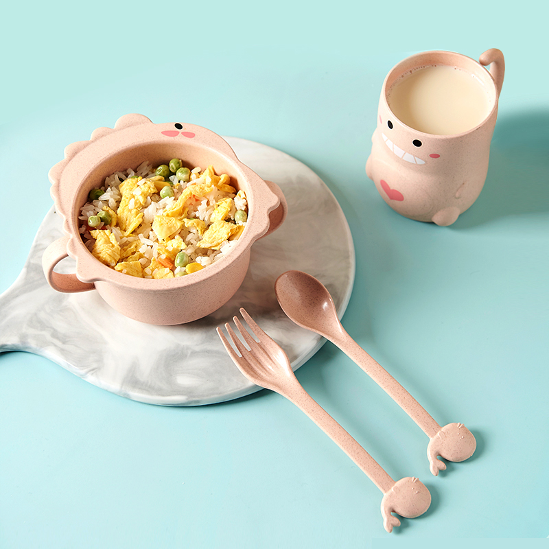 Child Vice Food Bowl Home Baby Anti-Fall Dining Bowl spoon Cup cutlery set Anti-burn anti-fall cartoon cute mug