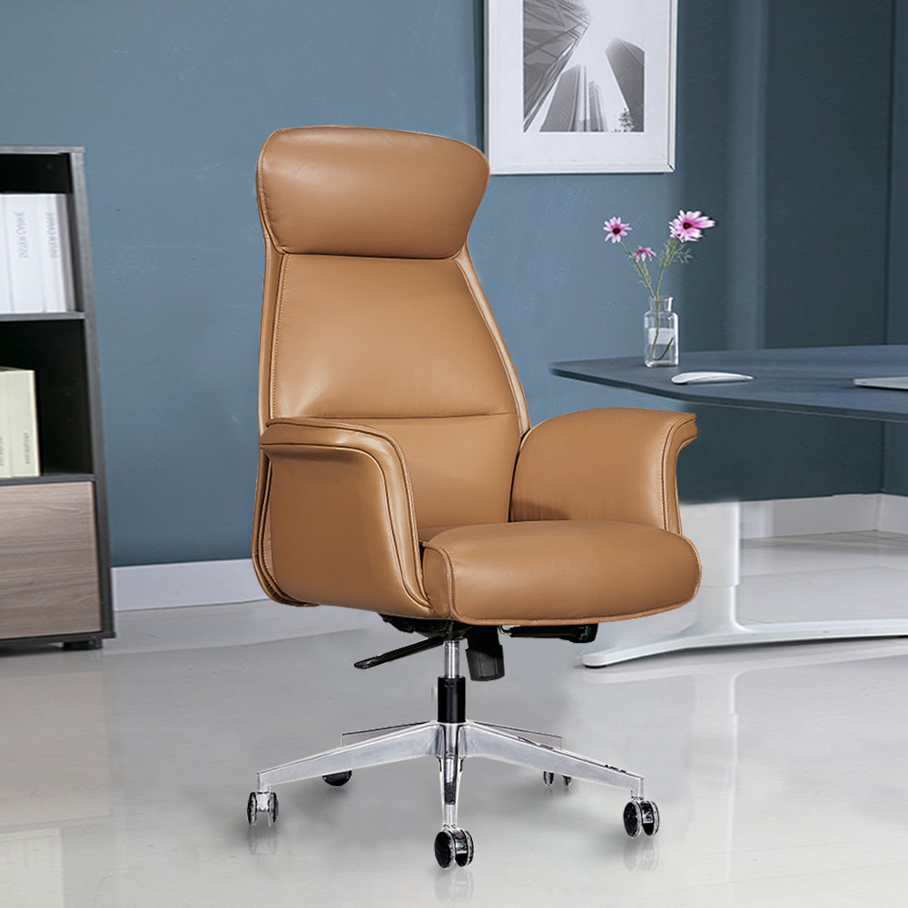 Boss Chair Home Brief Leather Art Backrest Office Book Room Computer Chair Fashion Comfort Casual Swivel Chair Large Class Chair