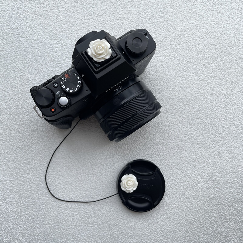 Leica Rose Lens Cap Anti-Loss Strap Camera Decoration Fuji Sony Leica Canon Camera Accessories Universal