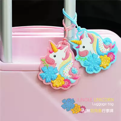 Travel luggage tag suitcase tag European and American tide fashion silicone boarding pass name card cartoon unicorn