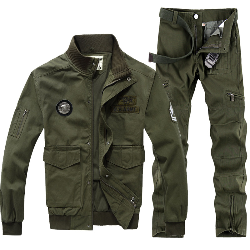 Outdoor camouflage suit suit men's loose military fans Airborne division leisure two-piece set autumn and winter