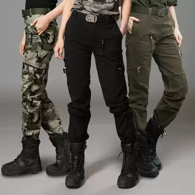 Outdoor camouflage pants Women's army green overalls Men's special forces military uniform tactical training loose straight hiking pants