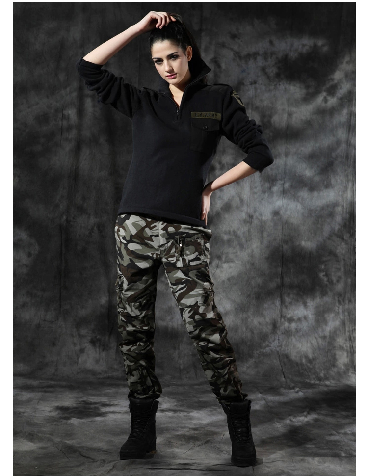 Freedom Rider Outdoor Casual Ve áo Cotton Phụ nữ Áo len Dệt kim Áo thường Áo Quân đội Trang phục Xanh áo thun reebok nam
