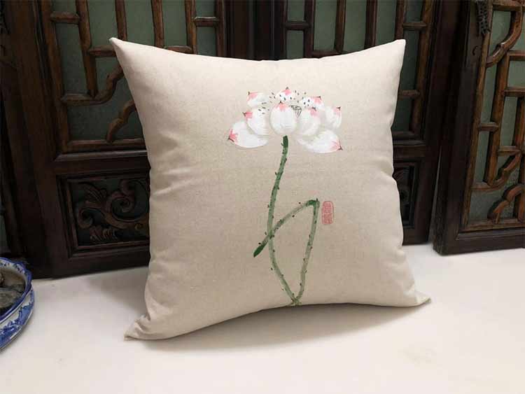 Vẽ tay bằng gỗ gụ sofa gối đệm phòng khách Trung Quốc phong cách Zen mới Trung Quốc phong cách cổ xưa Zen ghế tròn ghế trà - Trở lại đệm / Bolsters bộ mền gối văn phòng