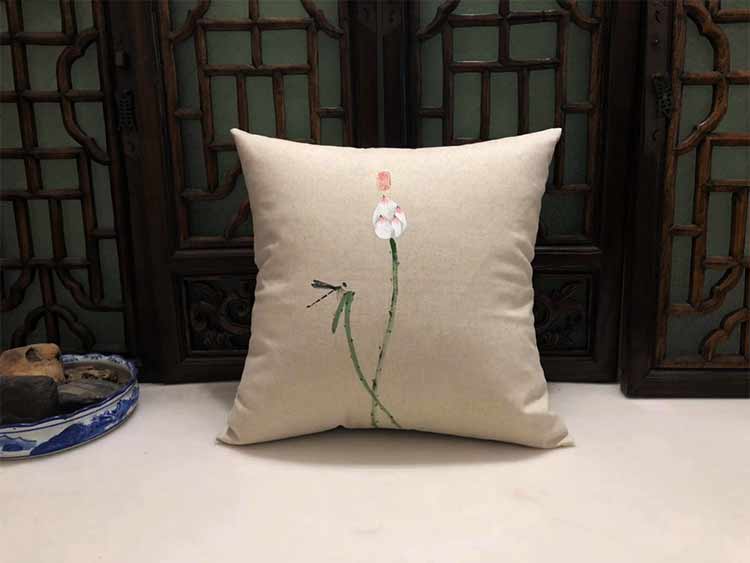 Vẽ tay bằng gỗ gụ sofa gối đệm phòng khách Trung Quốc phong cách Zen mới Trung Quốc phong cách cổ xưa Zen ghế tròn ghế trà - Trở lại đệm / Bolsters bộ mền gối văn phòng