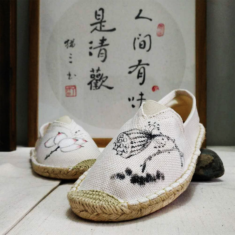 Tea clothes shoes women's meditation Hanfu shoes tea people retro