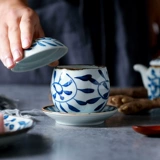 Чашка яичной чашки керамическая яичная чашка чашка тушеной чашка яиц с яйцом чашка для яичной чашки для птичьего гнезда с крышкой с нижней частью посуды в стиле японского стиля