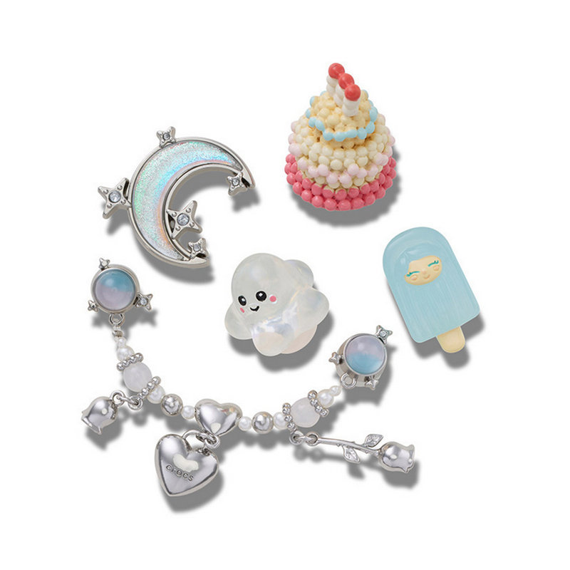 Suitable for Crocs Clogs Accessories, Shoe Charms, Sweet and Cool High-End Shoe Buckles, Crocs Decorative Accessories, Ice Cream Moon