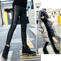 Mưa sao mưa 嫣 2018 quần áo nữ trẻ em mùa đông mới cộng với quần jeans nhung chân nước ngoài quần legging bé gái