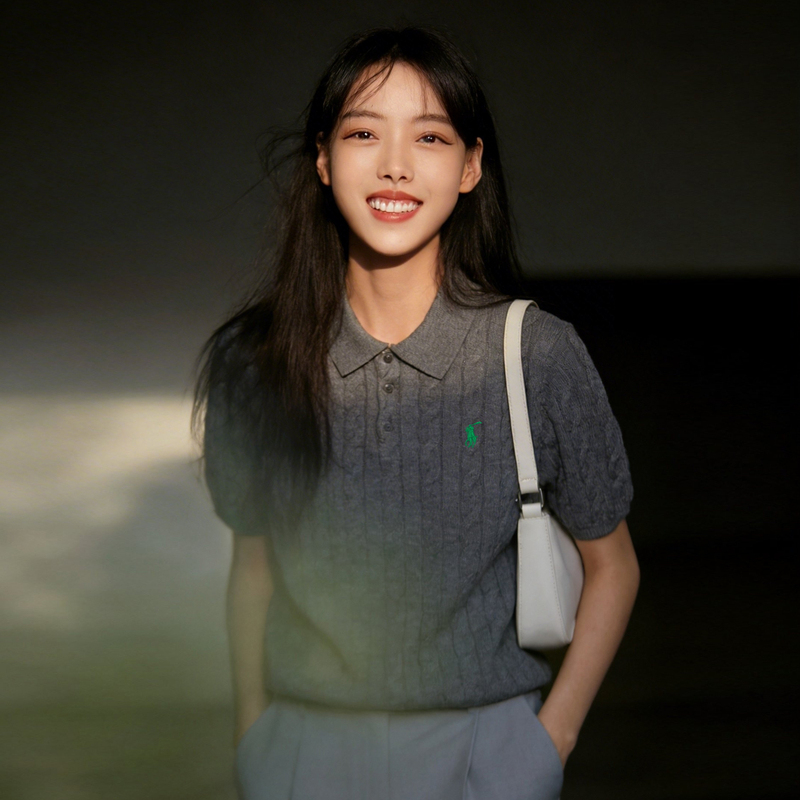 Guangong Lauren 2026 New Style Old Money Style Pony Embroidery Retro Cable Knit Polo Shirt Men's Short-Sleeve Turn-Down Collar Knitwear